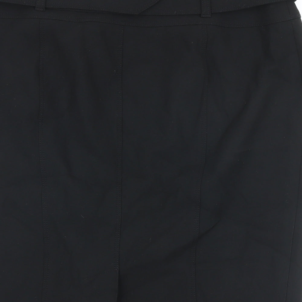 Burberry Womens Black Polyester Wrap Skirt Size 12 Button - Pencil