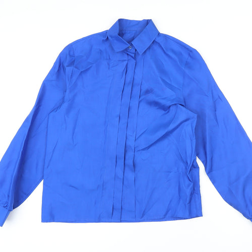 St Michael Womens Blue Polyester Basic Button-Up Size 12 Collared