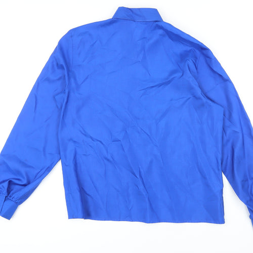 St Michael Womens Blue Polyester Basic Button-Up Size 12 Collared