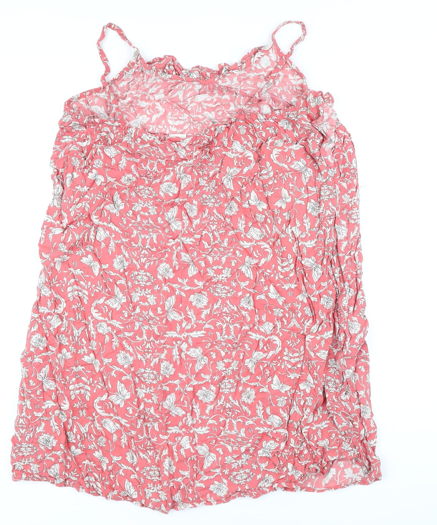 NEXT Girls Pink Floral Viscose A-Line Size 13 Years Scoop Neck