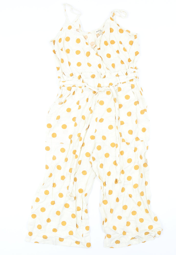 Monteau Womens Ivory Spotted Linen Playsuit One-Piece Size S L17 in