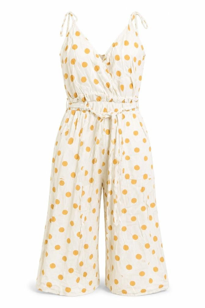 Monteau Womens Ivory Spotted Linen Playsuit One-Piece Size S L17 in