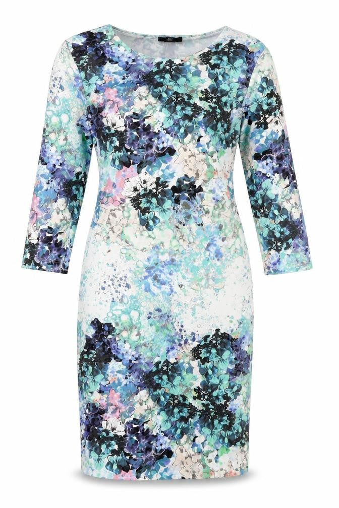 Front view of H&M women’s multicoloured floral polyester pencil dress, size S, round neck