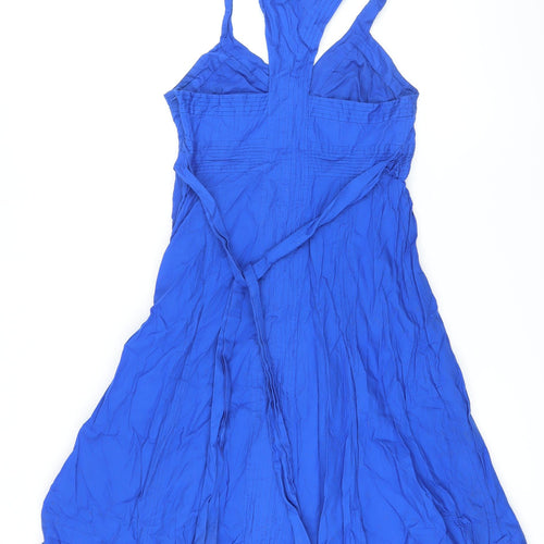 Ted Baker Womens Blue Cotton A-Line Size 10 V-Neck Zip