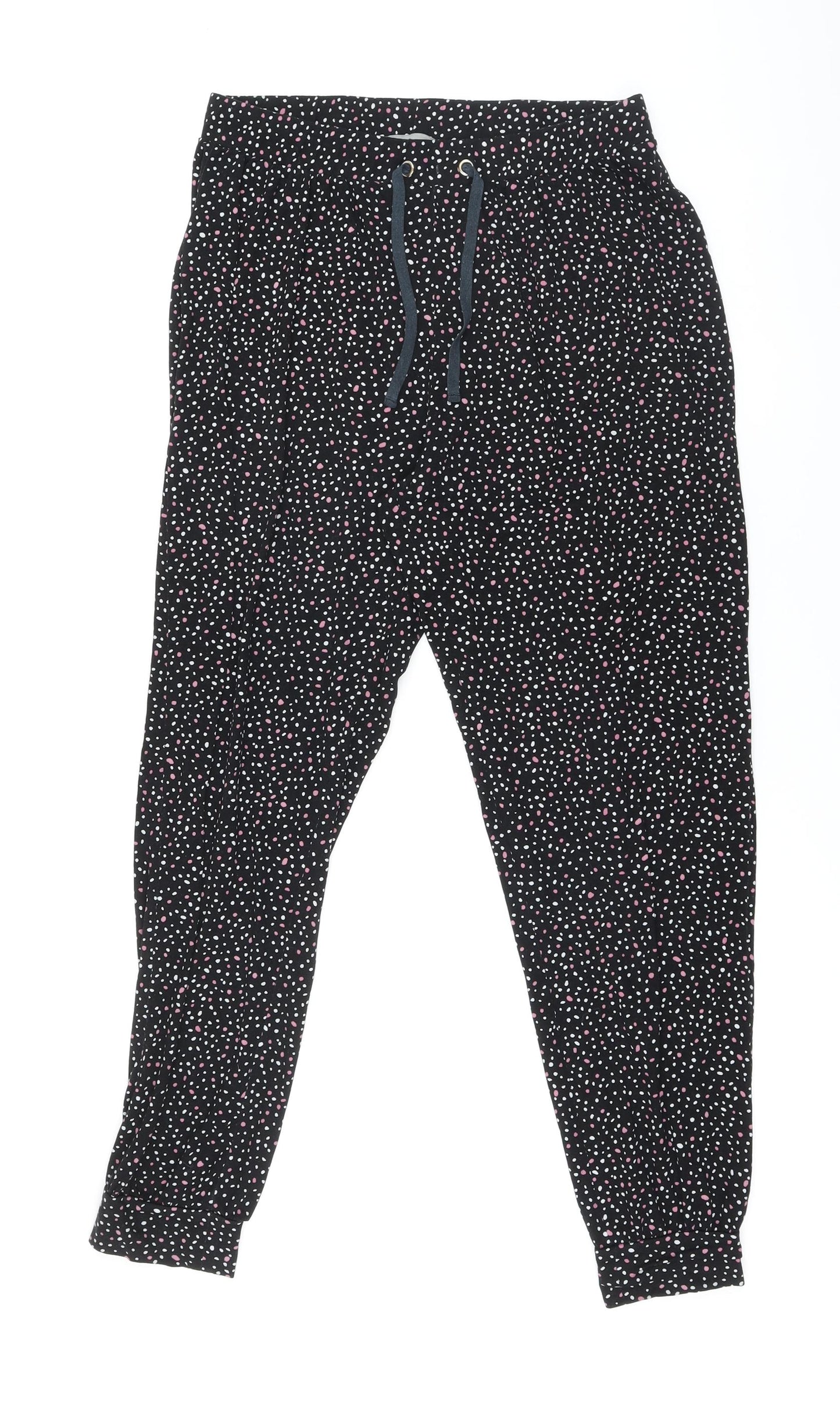 New Look Womens Black Polka Dot Polyester Cami Lounge Pants Size M Tie