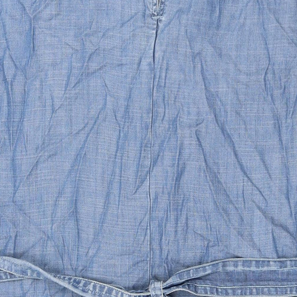 NEXT Womens Blue Lyocell Shirt Dress Size 16 Round Neck Button - Pockets