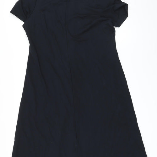 Marks and Spencer Womens Black Viscose A-Line Size 20 Round Neck Zip