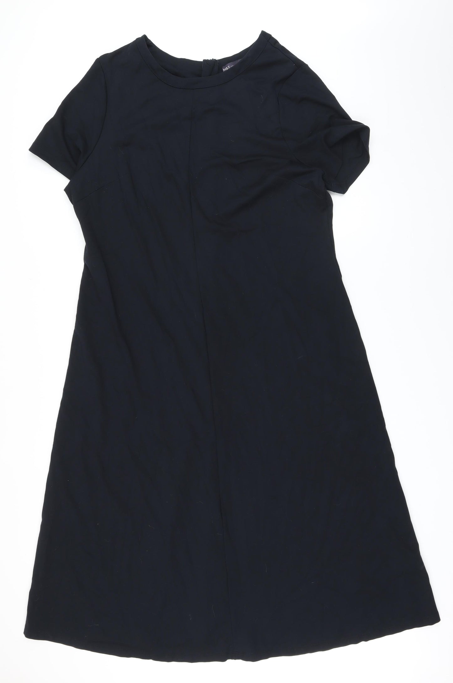 Marks and Spencer Womens Black Viscose A-Line Size 20 Round Neck Zip