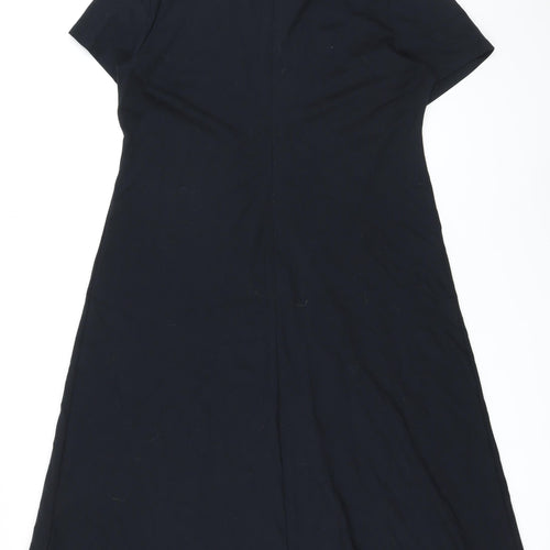 Marks and Spencer Womens Black Viscose A-Line Size 20 Round Neck Zip