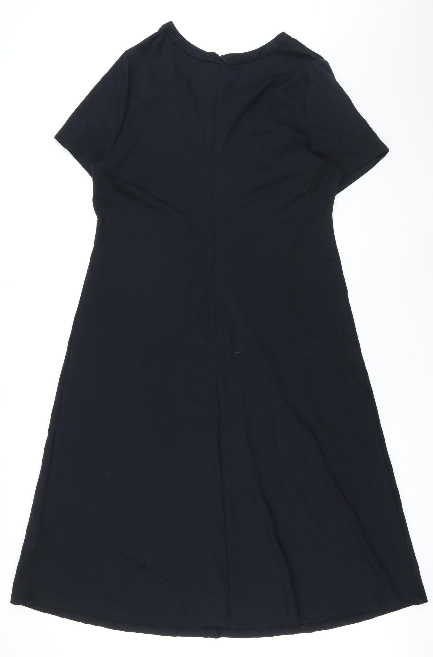 Marks and Spencer Womens Black Viscose A-Line Size 20 Round Neck Zip
