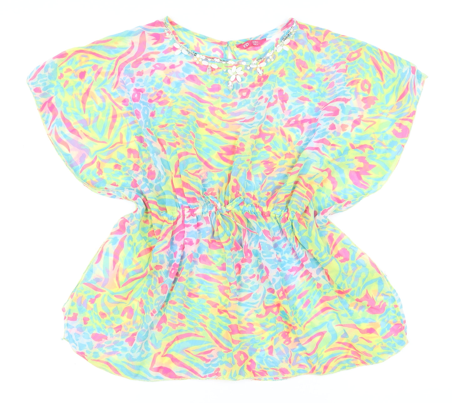 YD Girls Multicoloured Polyester Basic Button-Up Size 8-9 Years Round Neck - Beachwear