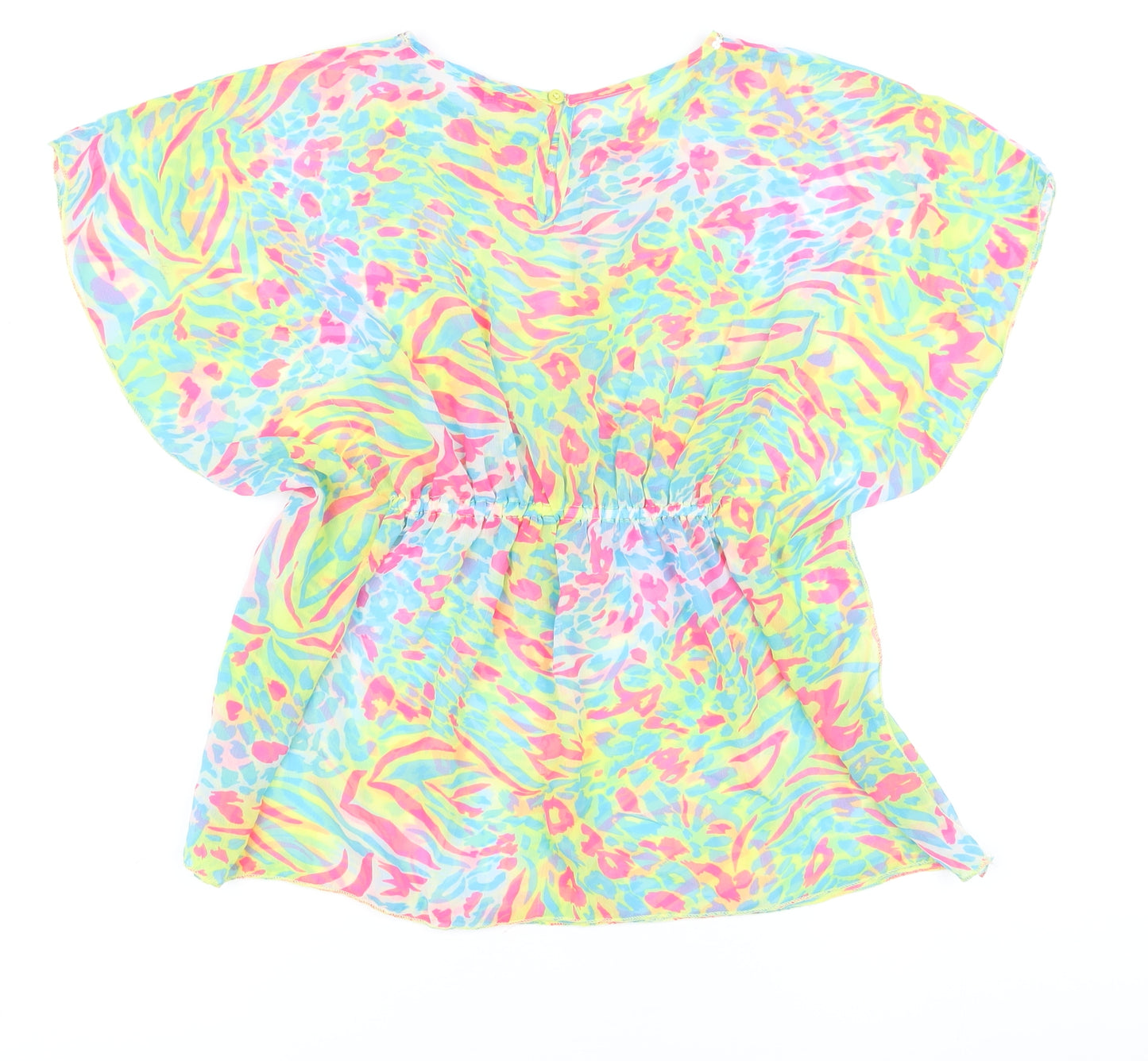 YD Girls Multicoloured Polyester Basic Button-Up Size 8-9 Years Round Neck - Beachwear