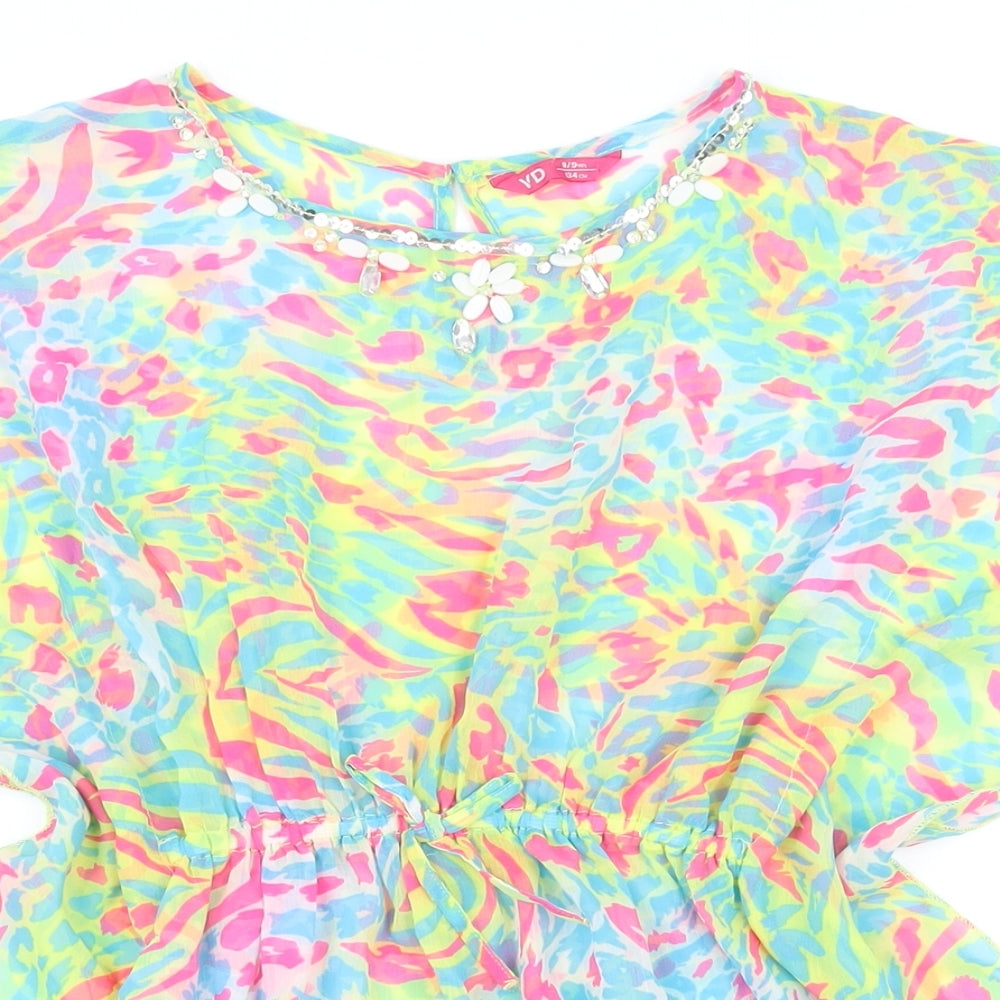 YD Girls Multicoloured Polyester Basic Button-Up Size 8-9 Years Round Neck - Beachwear