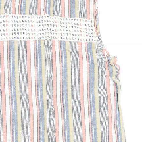 NEXT Womens Multicoloured Striped Linen Pencil Dress Size 8 Round Neck Button