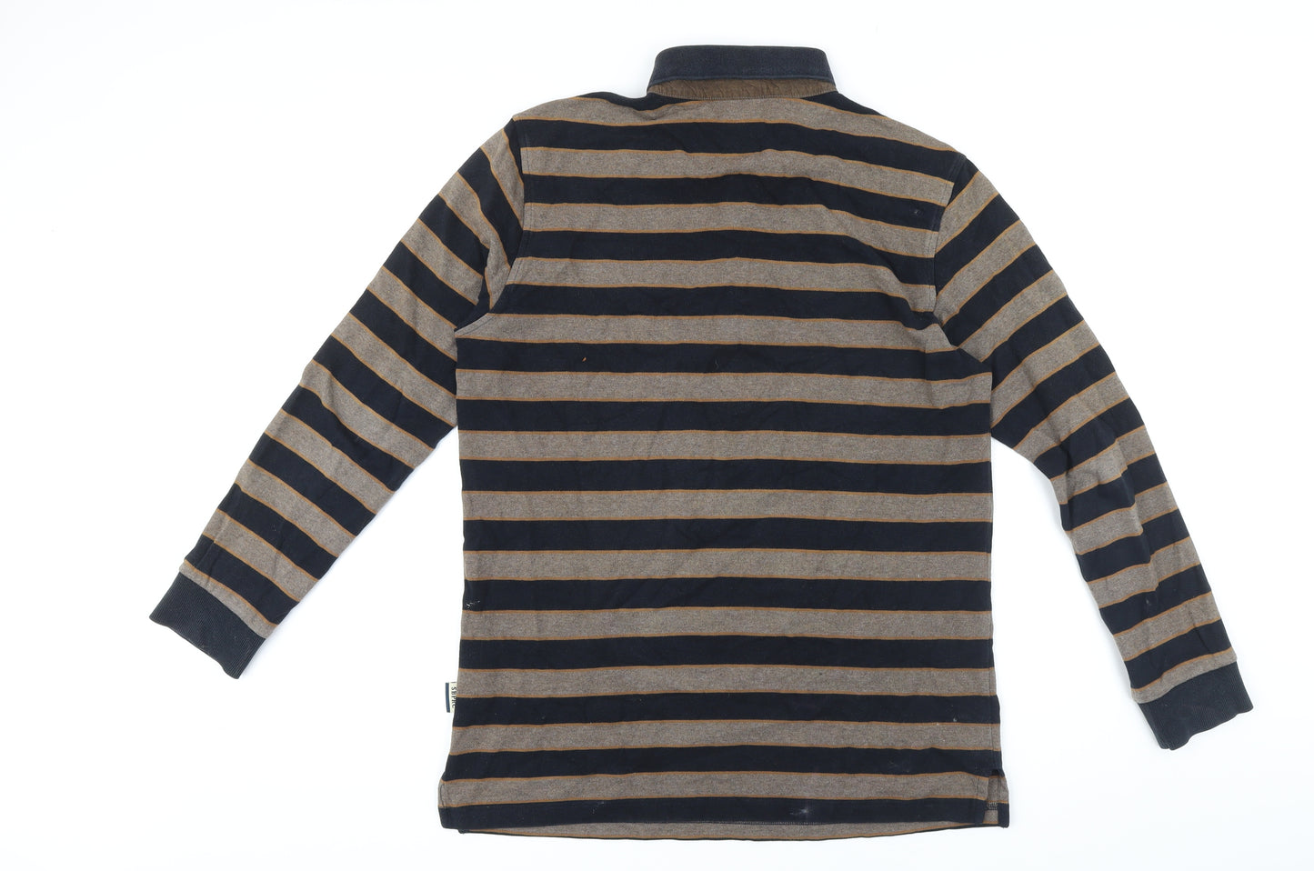 Santa Barbara Mens Blue Striped Cotton Polo Size M Collared Button