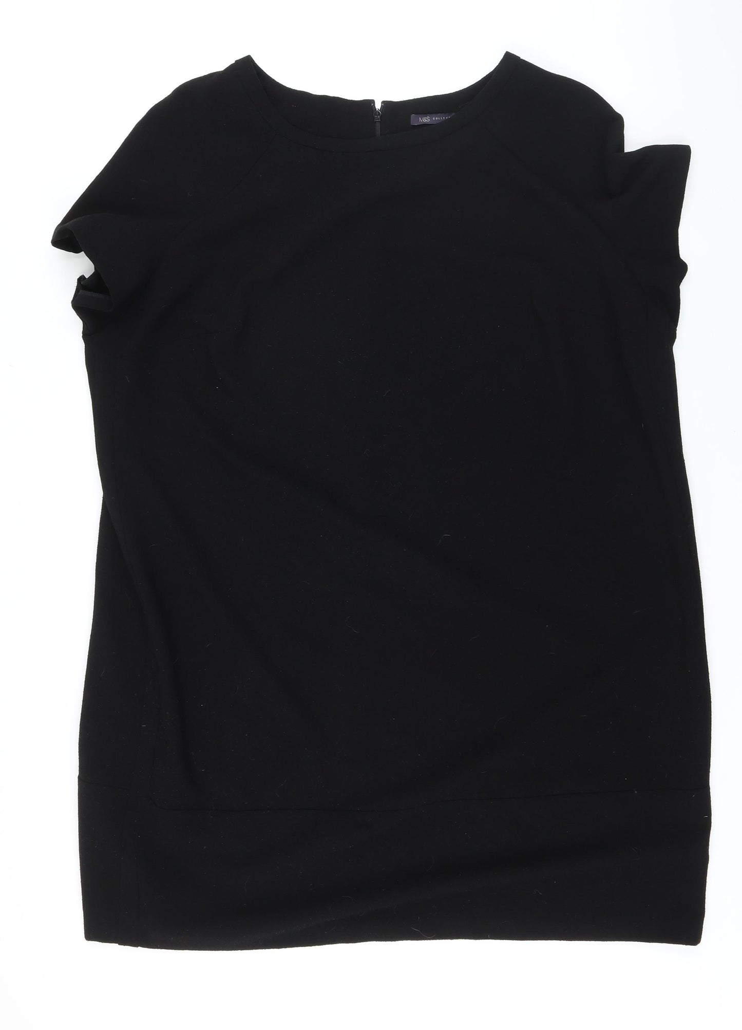 Marks and Spencer Womens Black Polyester Pencil Dress Size 24 Boat Neck Zip