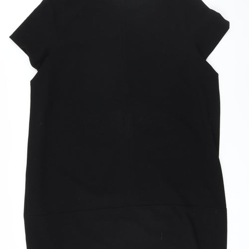 Marks and Spencer Womens Black Polyester Pencil Dress Size 24 Boat Neck Zip