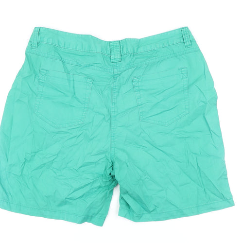 M&Co Womens Green Cotton Basic Shorts Size 16 L7 in Regular Zip