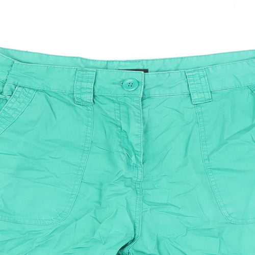 M&Co Womens Green Cotton Basic Shorts Size 16 L7 in Regular Zip