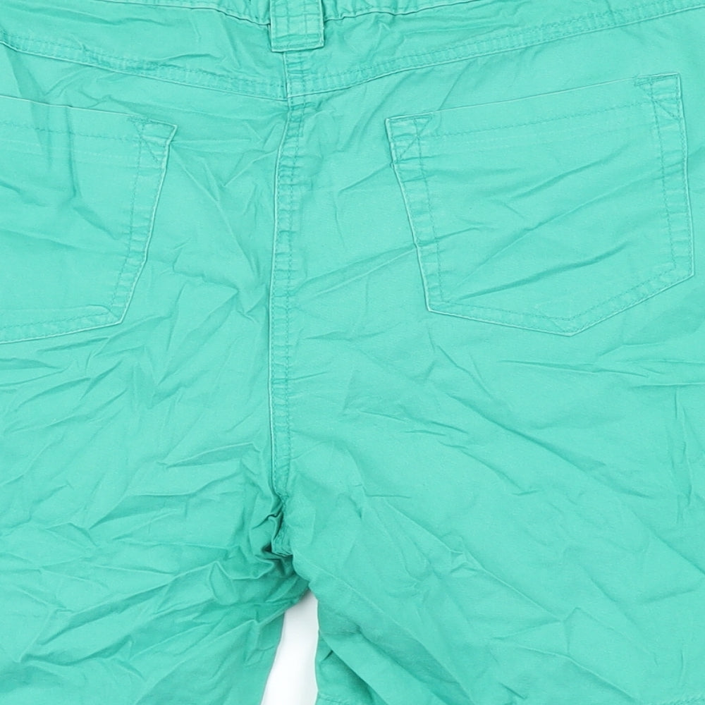 M&Co Womens Green Cotton Basic Shorts Size 16 L7 in Regular Zip