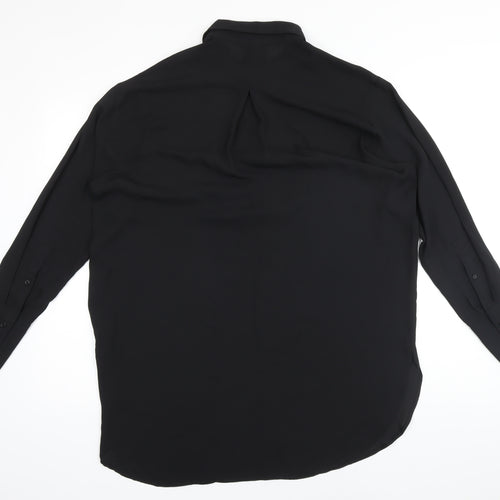 H&M Womens Black Polyester Basic Button-Up Size M Collared