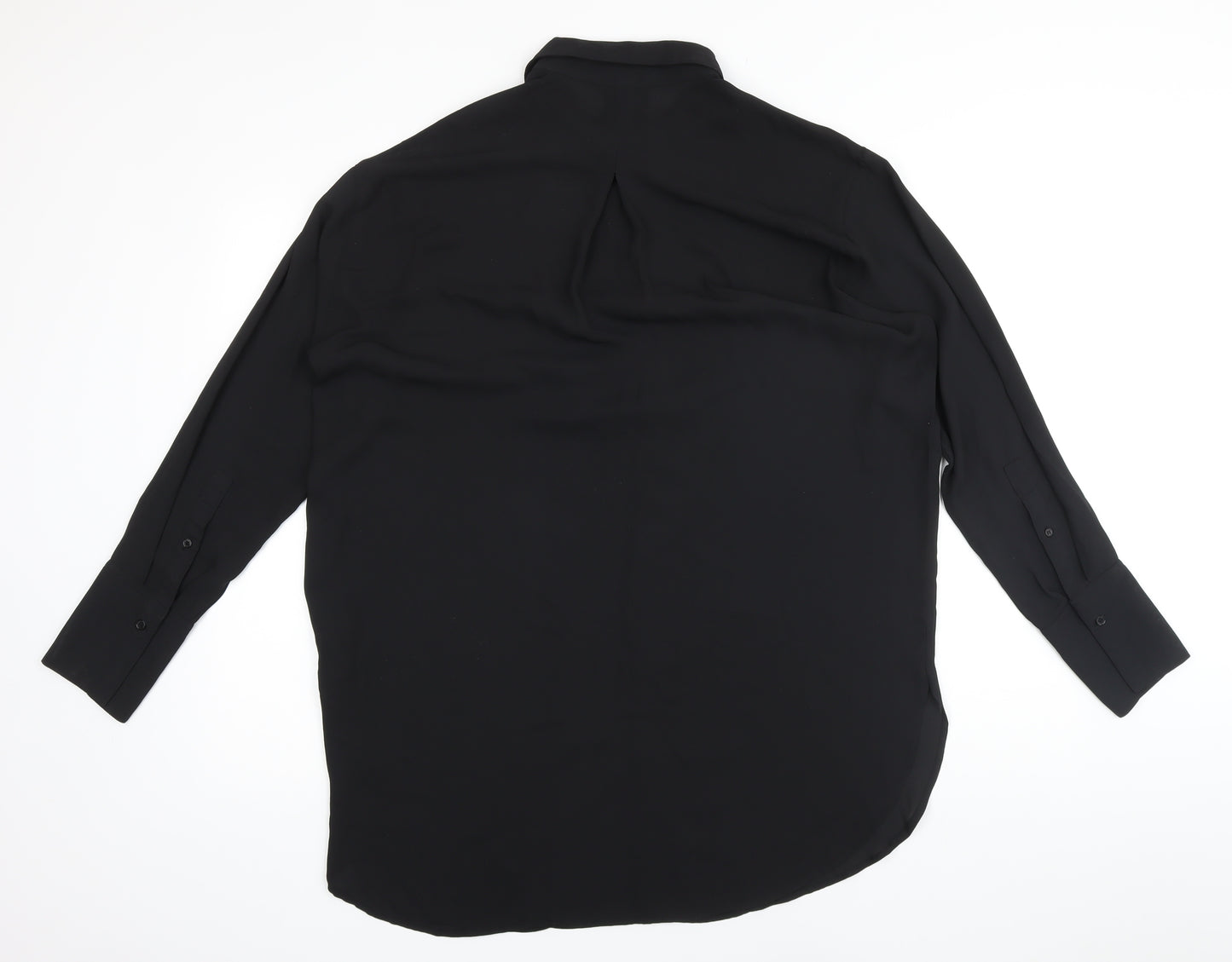 H&M Womens Black Polyester Basic Button-Up Size M Collared