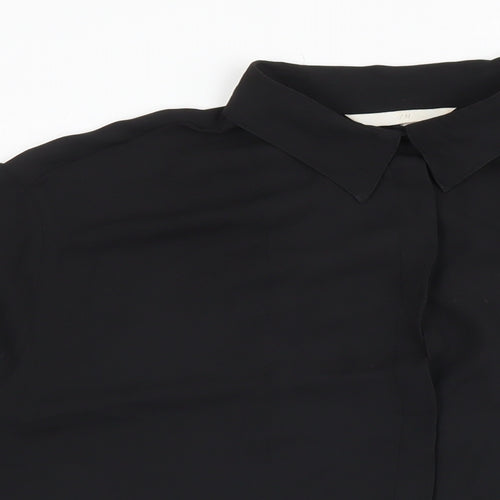 H&M Womens Black Polyester Basic Button-Up Size M Collared