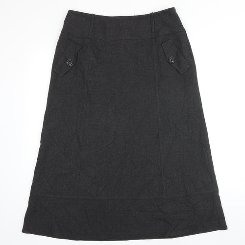 Marks and Spencer Womens Grey Polyester A-Line Skirt Size 14 Zip