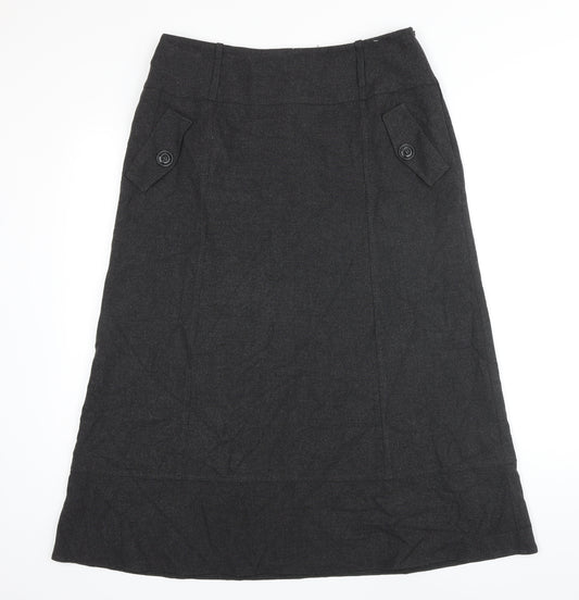 Marks and Spencer Womens Grey Polyester A-Line Skirt Size 14 Zip