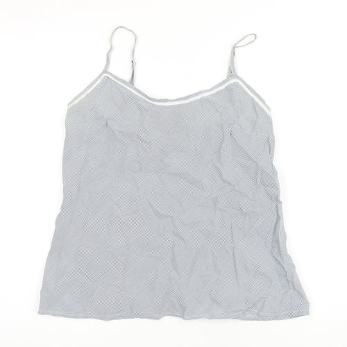 Mango Womens Blue Striped Cotton Camisole Button-Up Size M Scoop Neck