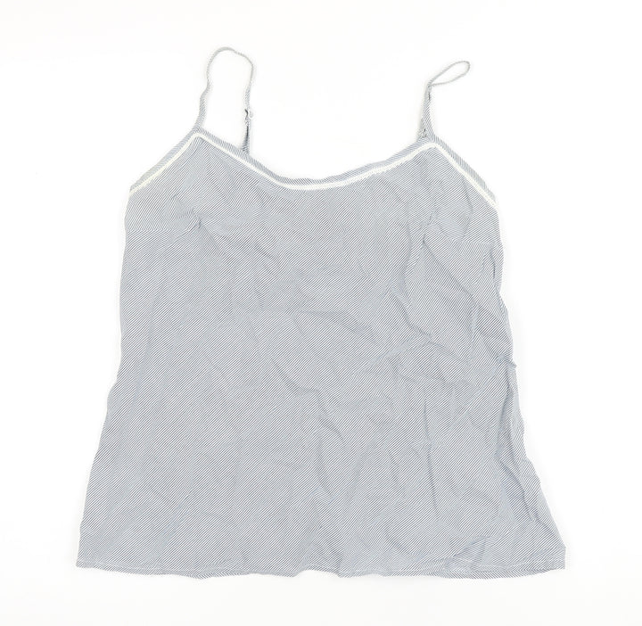 Mango Womens Blue Striped Cotton Camisole Button-Up Size M Scoop Neck