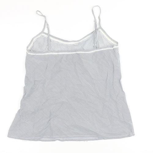 Mango Womens Blue Striped Cotton Camisole Button-Up Size M Scoop Neck