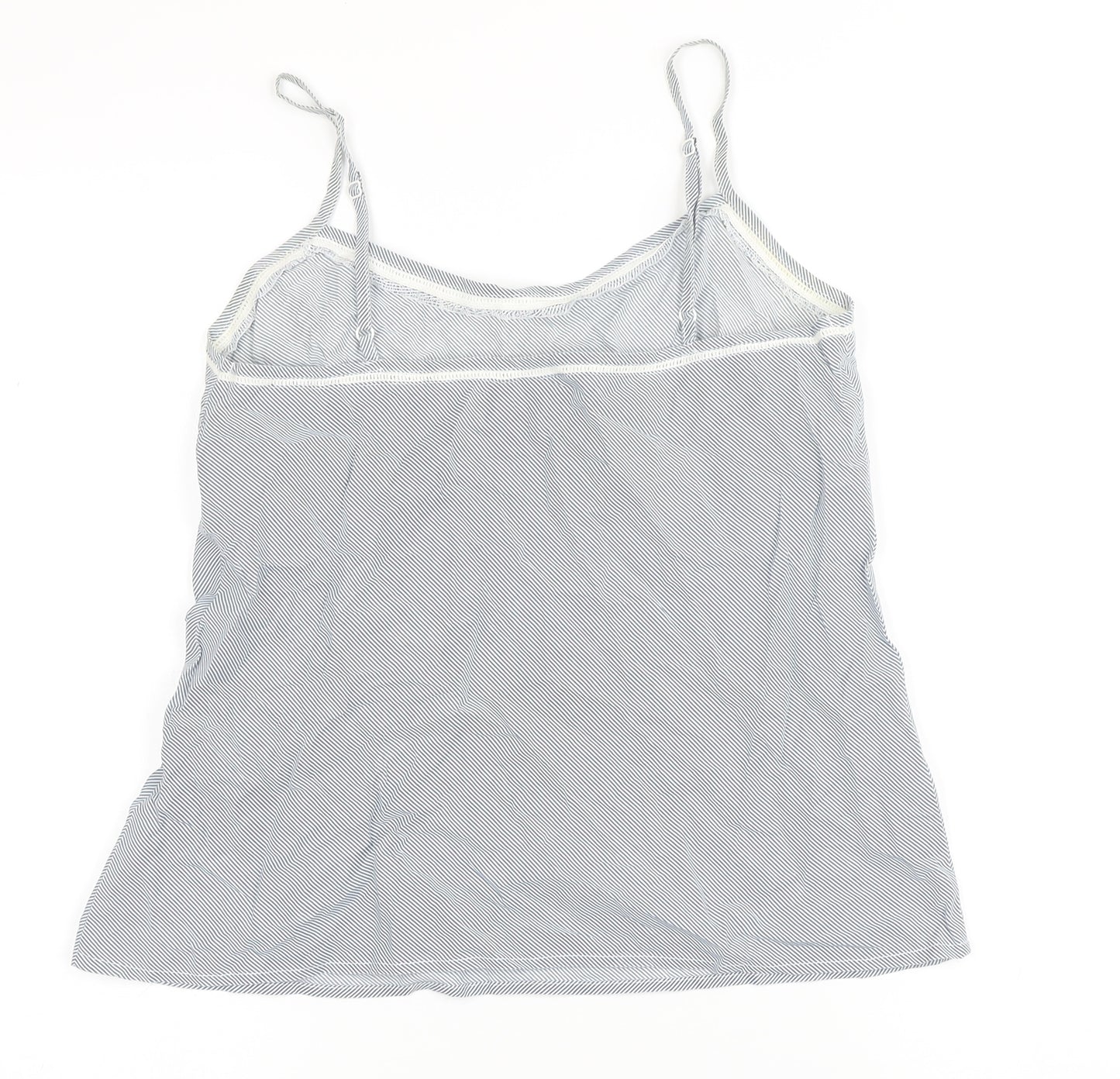 Mango Womens Blue Striped Cotton Camisole Button-Up Size M Scoop Neck