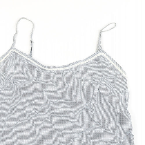 Mango Womens Blue Striped Cotton Camisole Button-Up Size M Scoop Neck