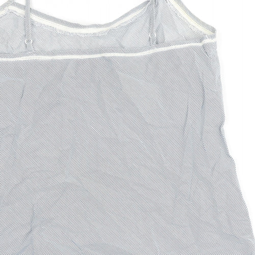 Mango Womens Blue Striped Cotton Camisole Button-Up Size M Scoop Neck