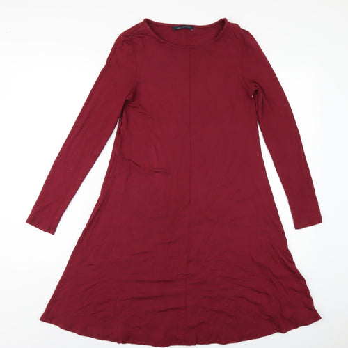 Marks and Spencer Womens Red Viscose A-Line Size 6 Round Neck Pullover