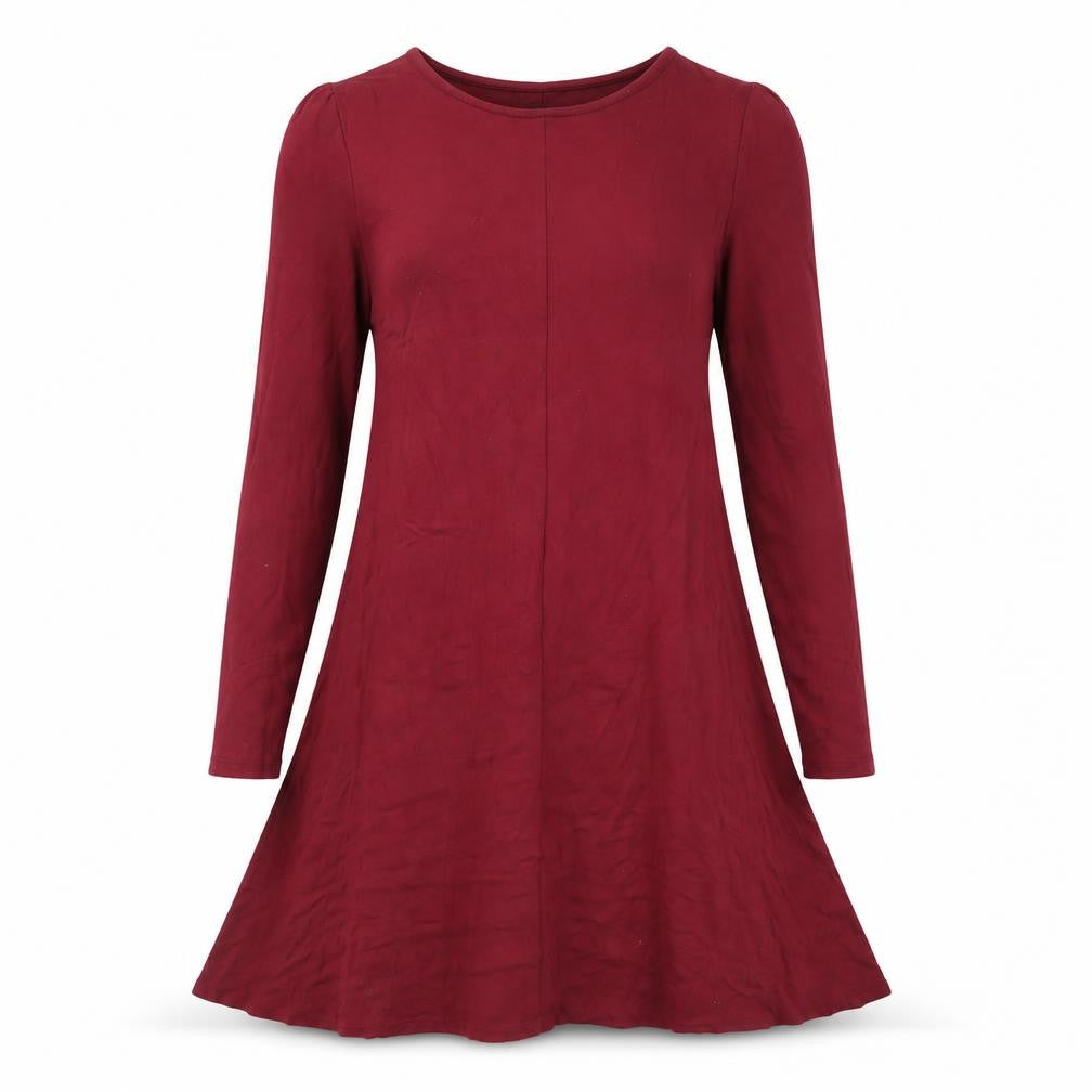 Front view of Marks & Spencer women’s red viscose a-line, size UK 6, round neck pullover