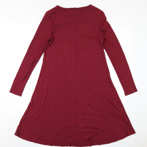Marks and Spencer Womens Red Viscose A-Line Size 6 Round Neck Pullover
