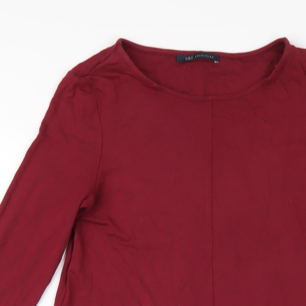 Marks and Spencer Womens Red Viscose A-Line Size 6 Round Neck Pullover
