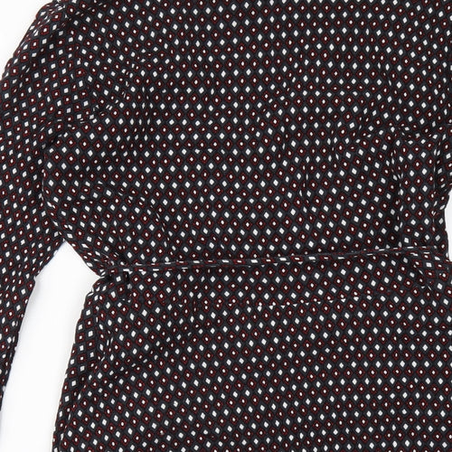 Pepe Jeans Womens Grey Geometric Viscose Wrap Dress Size S V-Neck Tie