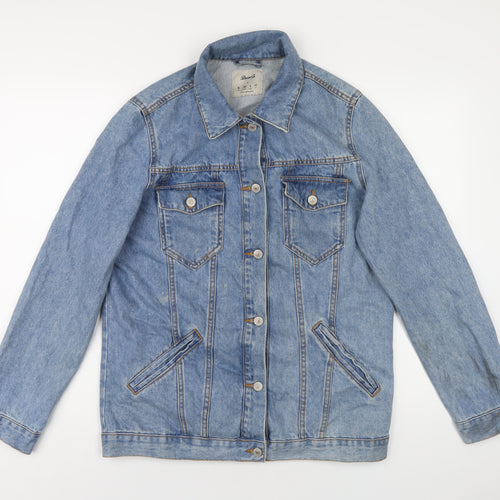 Denim & Co. Womens Blue Jacket Size 10 Button