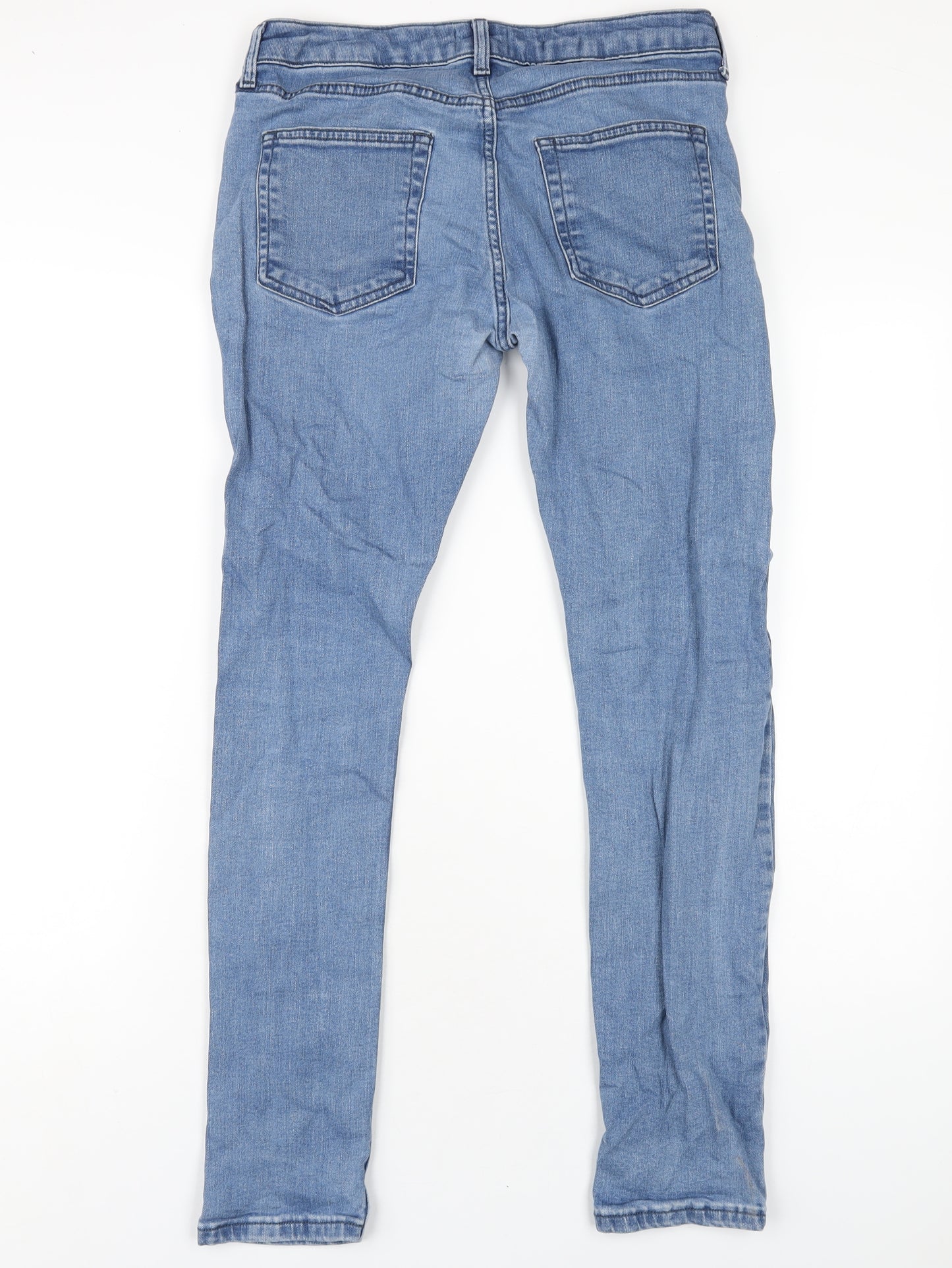 Topman Mens Blue Cotton Skinny Jeans Size 30 in L30 in Regular Zip