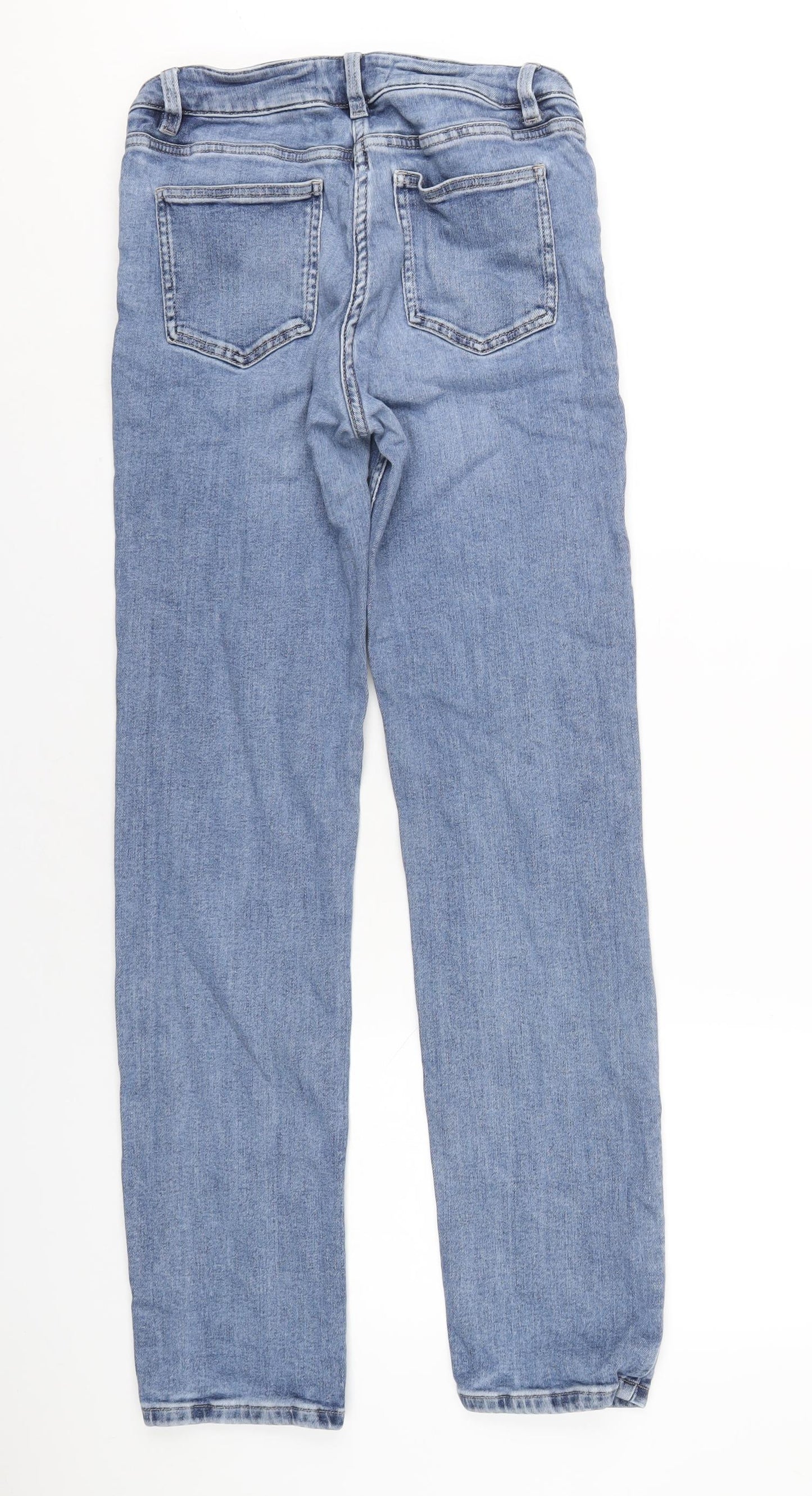 NEXT Womens Blue Cotton Straight Jeans Size 12 L31 in Slim Zip