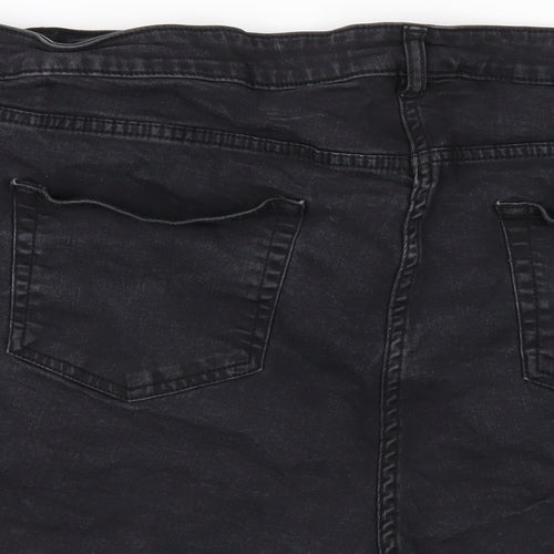 Yours Womens Black Cotton Cut-Off Shorts Size 28 Regular Zip