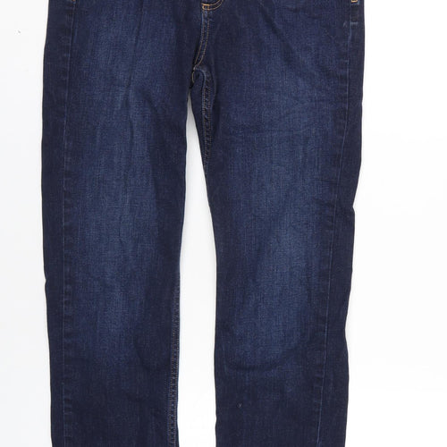 Marks and Spencer Womens Blue Cotton Straight Jeans Size 12 L30 in Regular Zip