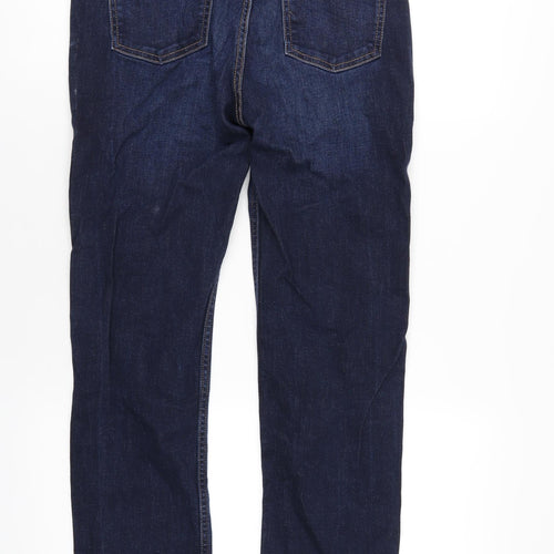 Marks and Spencer Womens Blue Cotton Straight Jeans Size 12 L30 in Regular Zip
