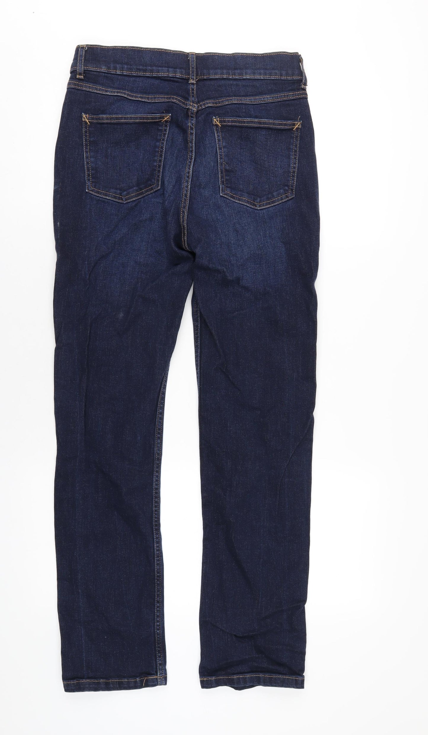 Marks and Spencer Womens Blue Cotton Straight Jeans Size 12 L30 in Regular Zip