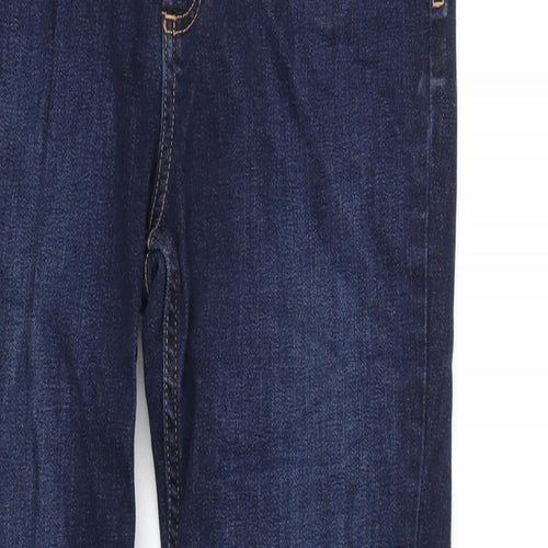 Marks and Spencer Womens Blue Cotton Straight Jeans Size 12 L30 in Regular Zip