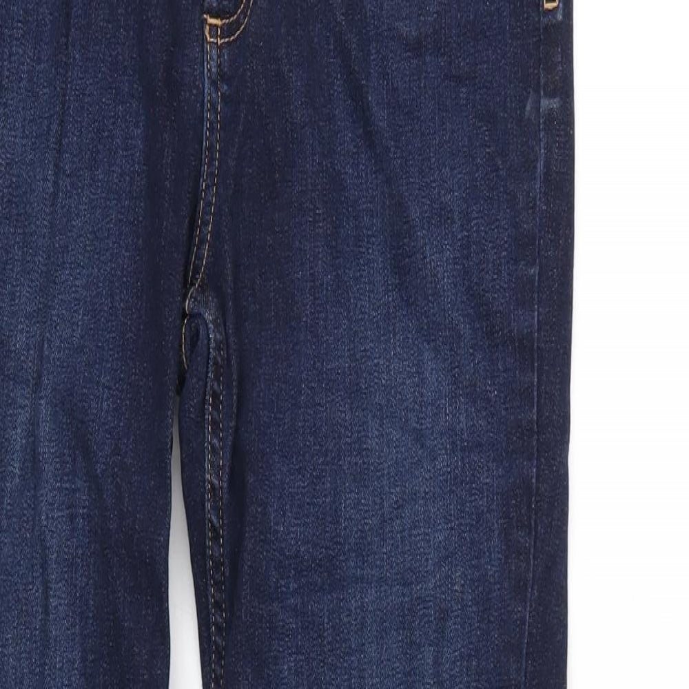 Marks and Spencer Womens Blue Cotton Straight Jeans Size 12 L30 in Regular Zip