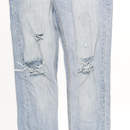 Topman Mens Blue Cotton Straight Jeans Size 34 in L36 in Regular Button